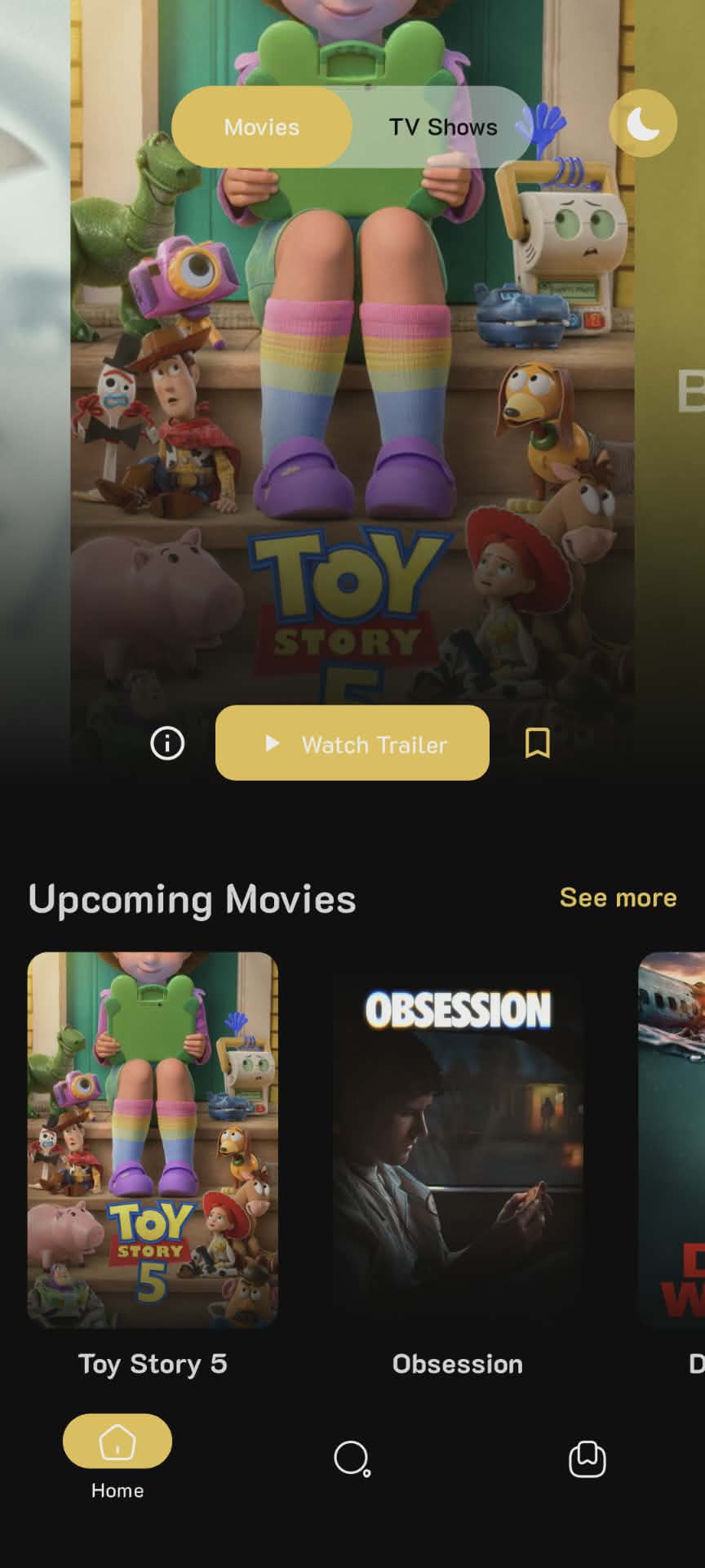 Movies app mobile screens