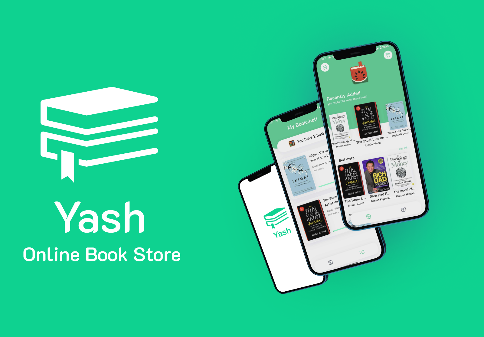 Online bookstore app screens
